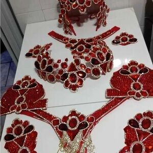 Red Dance Festival Samba Bikini with Headpiece and accessories